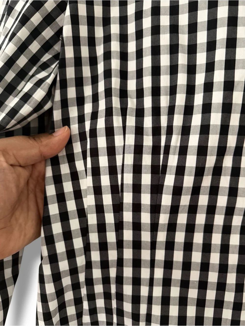 Lafayette 148 NY Black & White Gingham Button Down Shirt Poplin Classic Size 12 - Picture 8 of 11